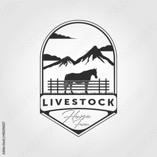 Horse ranch, Farm animal logo inspiration. Flat design. Vector illustration concept