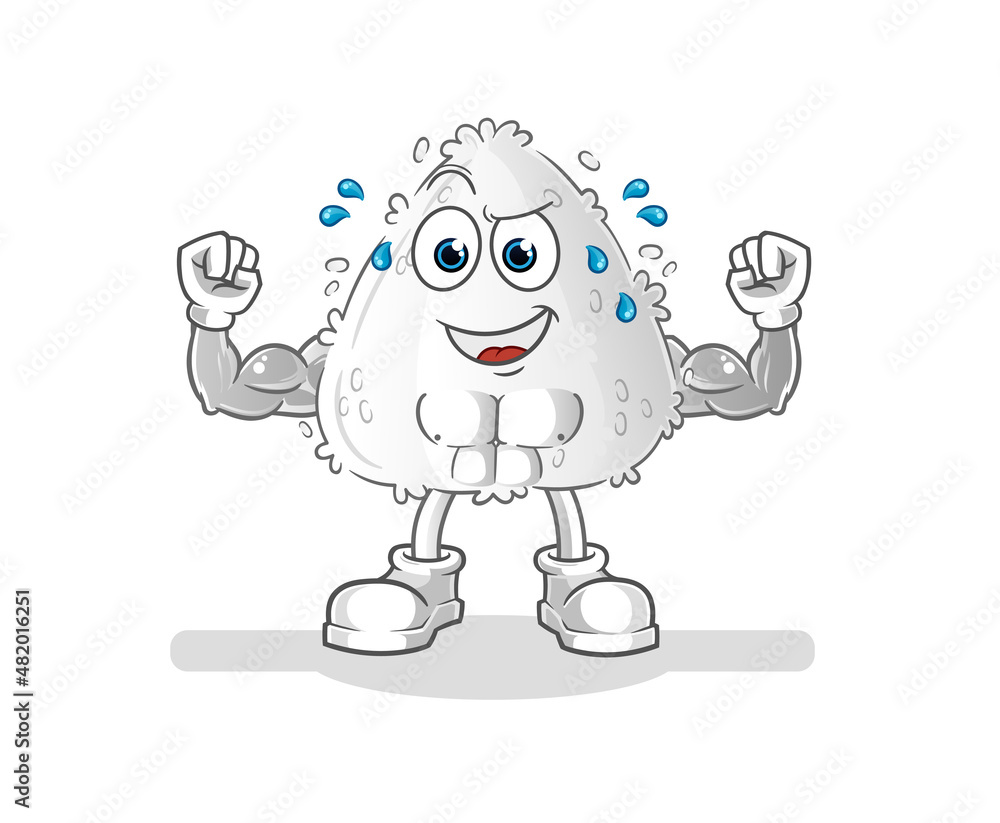 onigiri muscular cartoon. cartoon mascot vector onigiri muscular cartoon. cartoon mascot vector