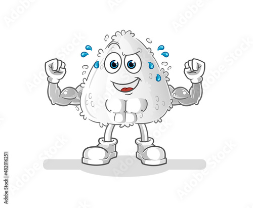 onigiri muscular cartoon. cartoon mascot vector