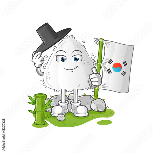 onigiri korean character. cartoon mascot vector