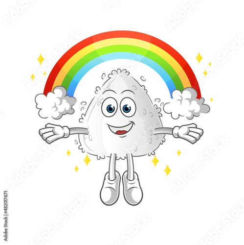onigiri with a rainbow. cartoon vector