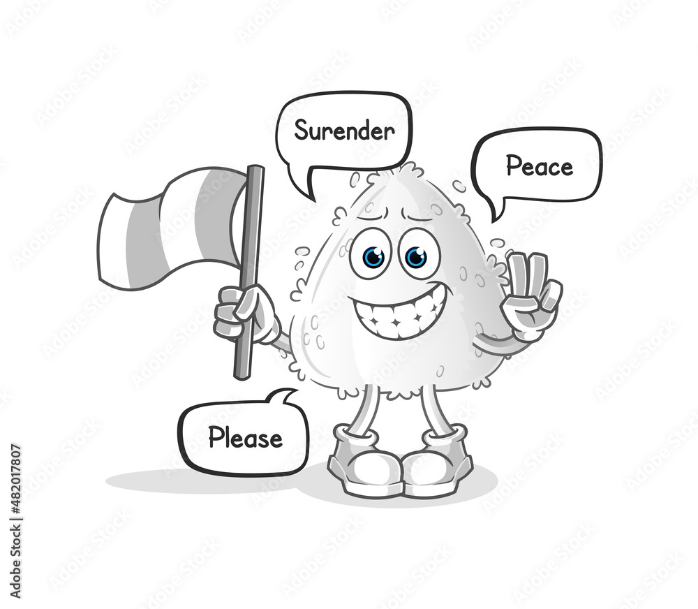 onigiri hold surrender flag mascot. cartoon vector onigiri hold surrender flag mascot. cartoon vector