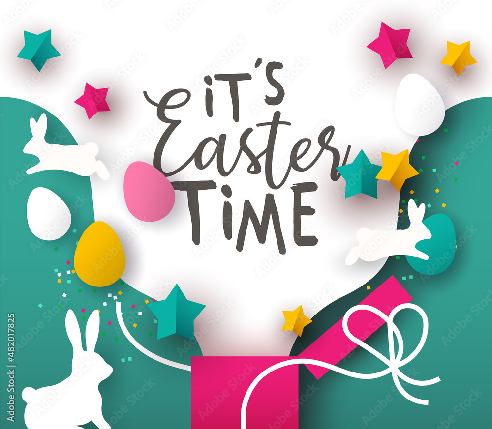 Happy easter 3d paper cut rabbit egg gift card