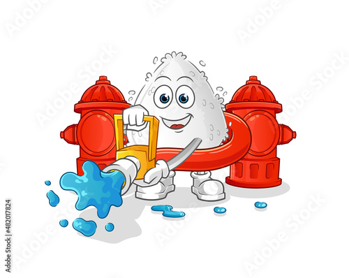 onigiri firefighter vector. cartoon character