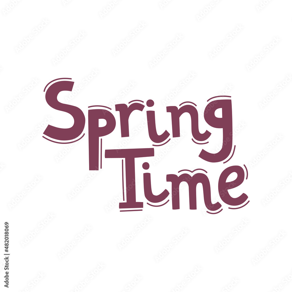 Hand drawn spring time lettering text. Lettering spring season for greeting card, invitation template, poster and banner