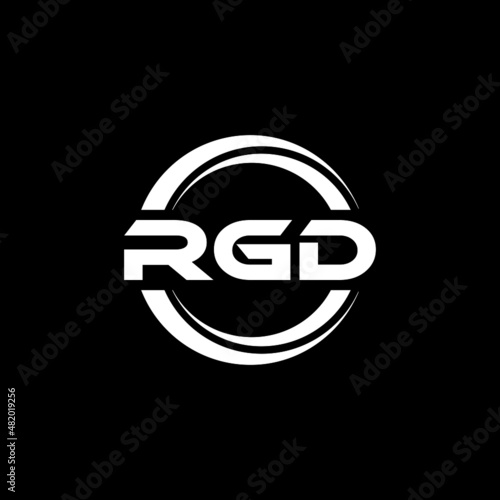 RGD letter logo design with black background in illustrator, vector logo modern alphabet font overlap style. calligraphy designs for logo, Poster, Invitation, etc. photo