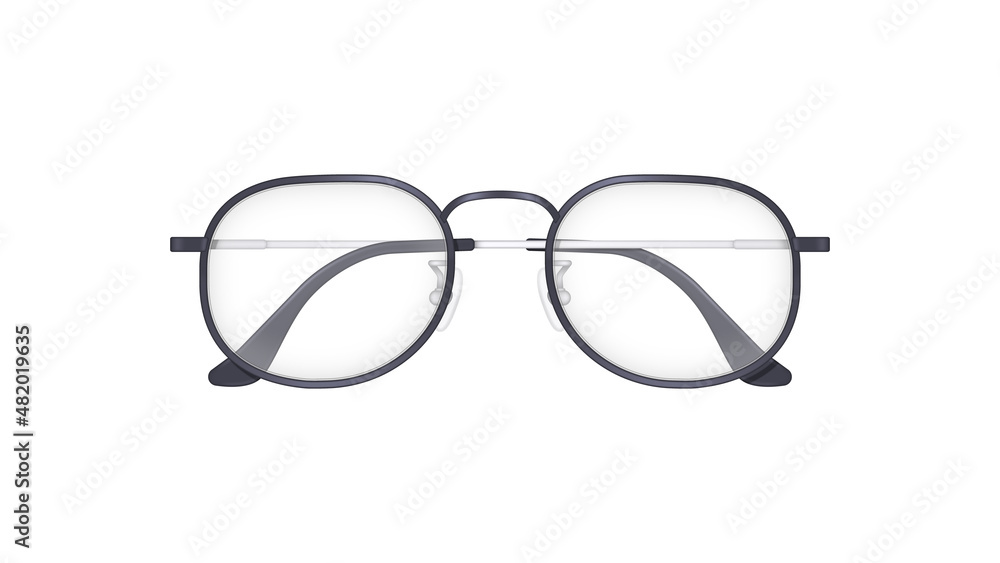 Realistic oval shaped glasses isolated on white background. Vector illustration. Realistic oval shaped glasses isolated on white background. Vector illustration.