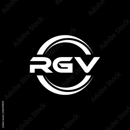 RGV letter logo design with black background in illustrator, vector logo modern alphabet font overlap style. calligraphy designs for logo, Poster, Invitation, etc. photo