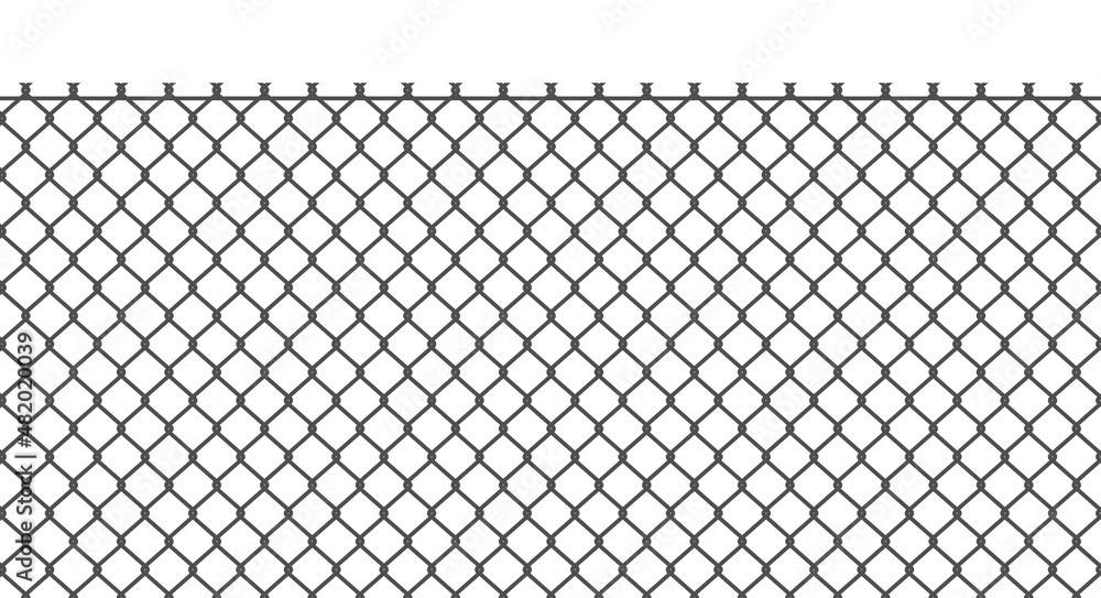 Metal grid fence background. Chain link fence, wire mesh, steel metal prison or restricted area barrier. Flat vector illustration isolated on white background. Metal grid fence background. Chain link fence, wire mesh, steel metal prison or restricted area barrier. Flat vector illustration isolated on white background.
