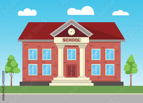 School building vector illustration, Flat style