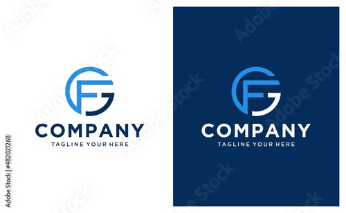 g f gf fg initial logo design vector graphic idea creative. on a black and white background.
