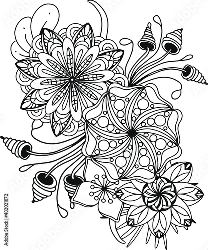 abstract, adult, anti stress, art, artistic, background, beautiful, beauty, black and white, blossom, botanical, botany, bouquet, bright, coloring book adult, coloring flower, coloring for kids, color