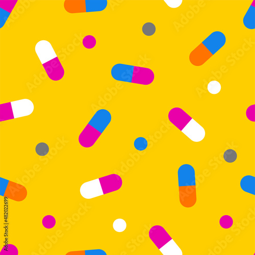 Pills seamless pattern, medicine texture