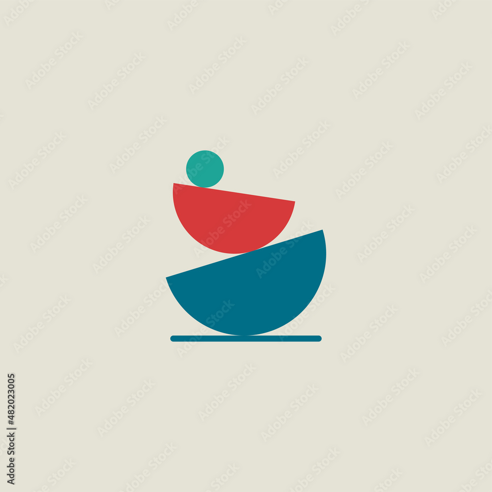 Balance icon with stones. Flat pebble logo Balance icon with stones. Flat pebble logo