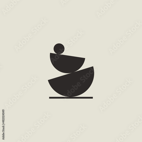 Balance icon with stones. Flat pebble logo