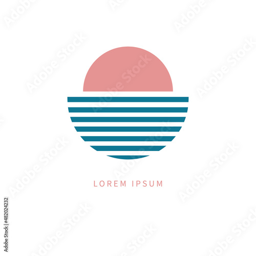 Sun and sea minimal geometric logo