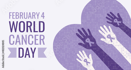 World Cancer Awareness Day February 4. Hands with Ribbons. Vector illustration design.
