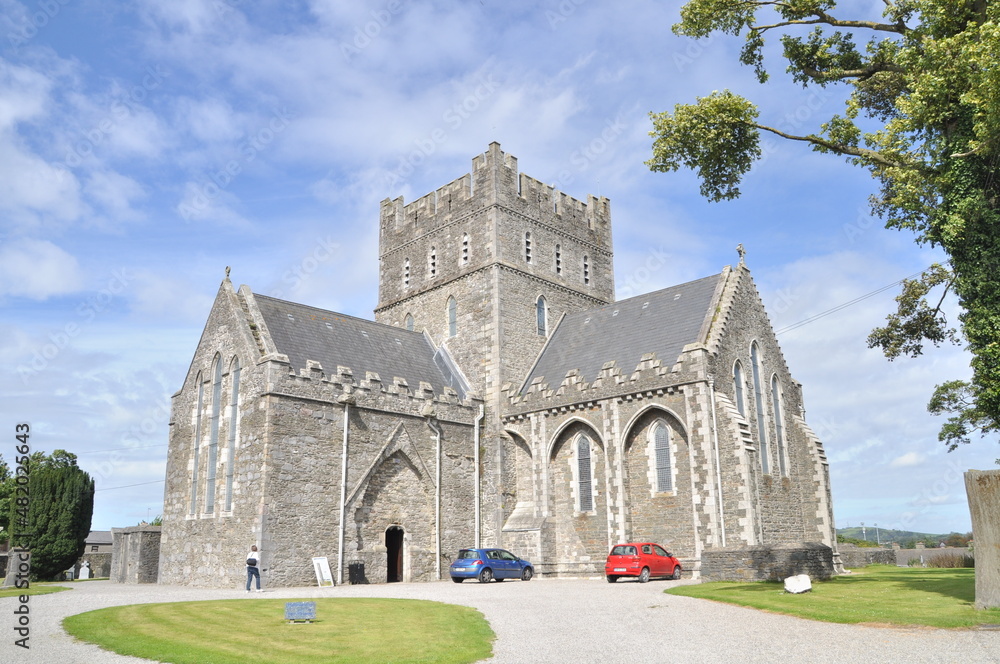 The Cathedral Church of St. Brigid in Kildare. Church of Ireland. Irish Gothic style. Frontal view. Concept: religion, irish, traditional