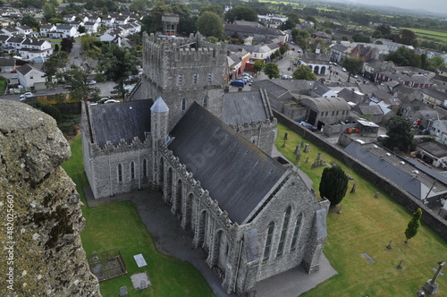 The Cathedral Church of St. Brigid in Kildare. Church of Ireland. Irish Gothic style. Ireland. Top view. Concept: religion, irish, traditional