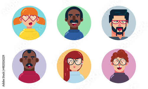 Editable Flat Geometric Avatar Icon Vector Illustration Set For Profile Picture Used In Website Profile and Landing Page.