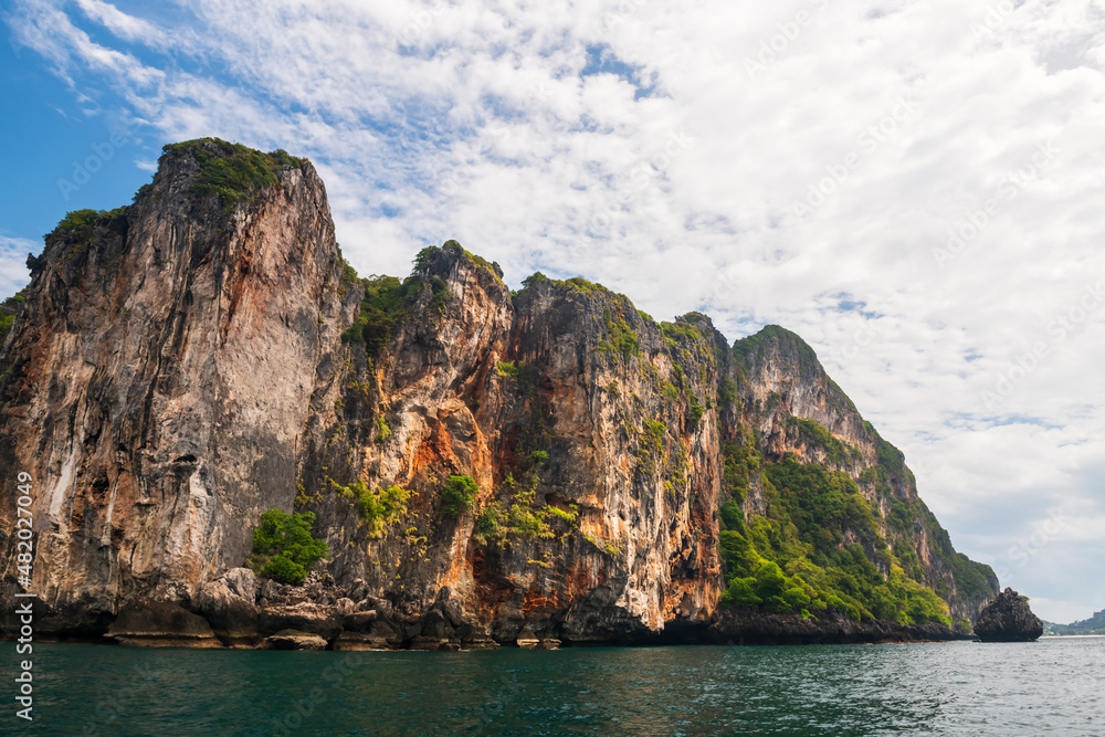 Cliff and andaman sea at Phi Phi Leh island, Krabi