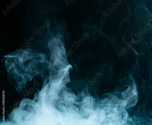 Blue steam on a black background