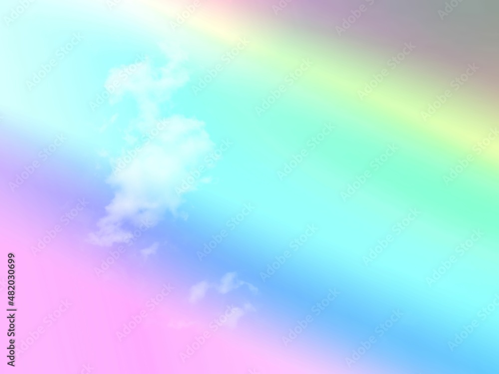 beauty sweet green blue colorful with fluffy clouds on sky. multi color rainbow image. abstract fantasy growing lights