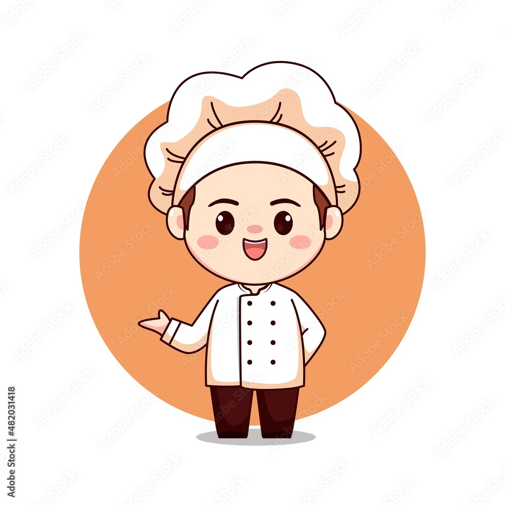 Cute and kawaii male chef or baker cartoon manga chibi vector character Cute and kawaii male chef or baker cartoon manga chibi vector character