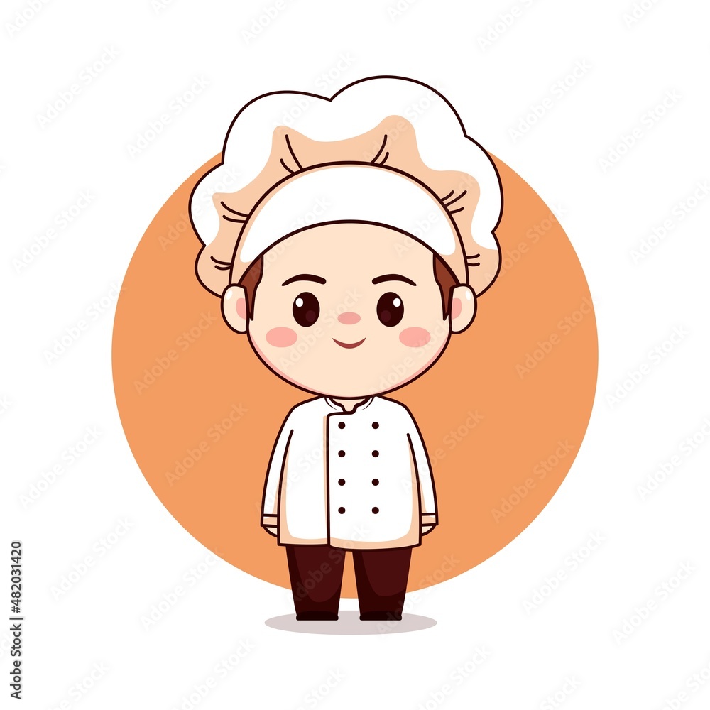 Cute and kawaii male chef or baker cartoon manga chibi vector character Cute and kawaii male chef or baker cartoon manga chibi vector character