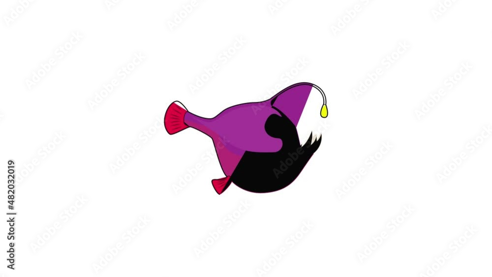 Angler Fish Animation. Design Angler fish. icon animation best cartoon object on white background ...