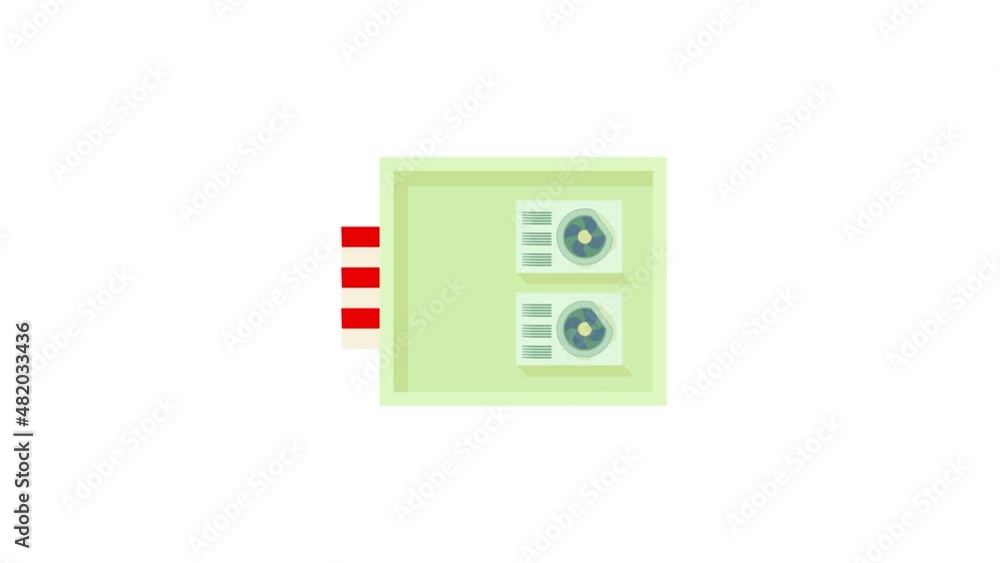 Top view of modern building with conditioners icon animation best cartoon object on white background Top view of modern building with conditioners icon animation best cartoon object on white background
