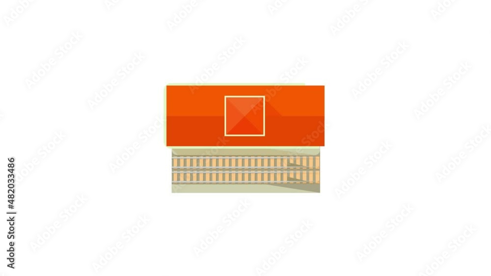 Railroad station top view icon animation best cartoon object on white background Railroad station top view icon animation best cartoon object on white background