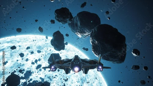 Space Shooter 3D Video Game imitation. Stars On The Background