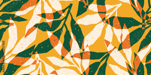 Leaves illustration background. Seamless pattern.Vector. 葉っぱのイラストパターン