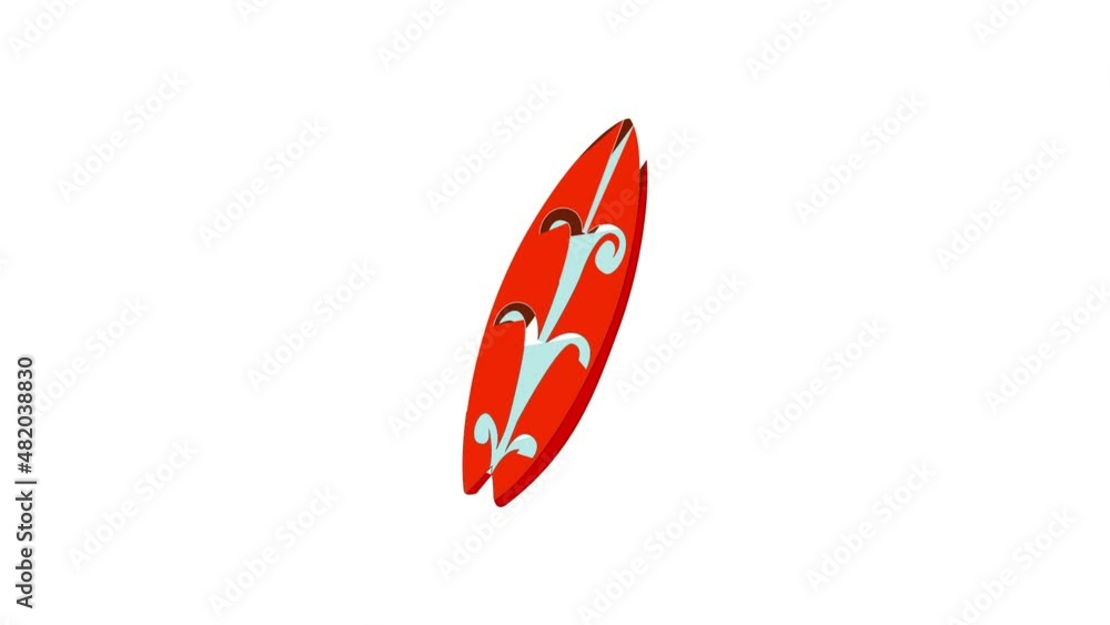 Surfboard icon animation best cartoon object on white background Surfboard icon animation best cartoon object on white background