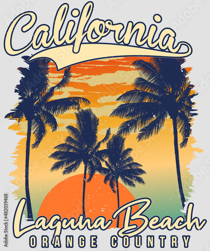 California Laguna Beach Orange Country T-shirt Design