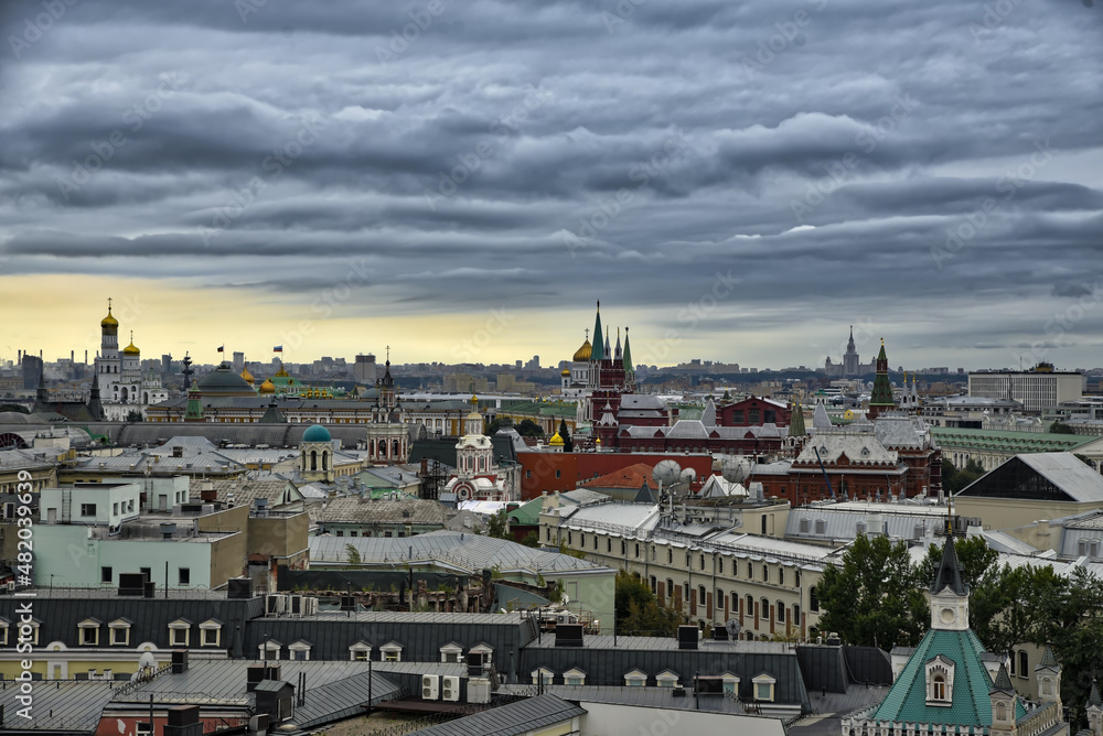 A bird's-eye view of the city of Moscow in August