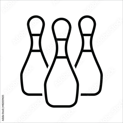 Bowling ball and pin icon. Simple icon skittles with ball. vector illustration on white background. eps 10