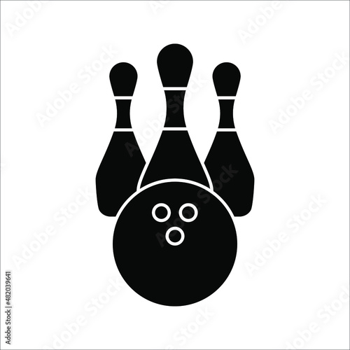 Bowling ball and pin icon. Simple icon skittles with ball. vector illustration on white background. eps 10