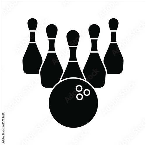 Bowling ball and pin icon. Simple icon skittles with ball. vector illustration on white background. eps 10