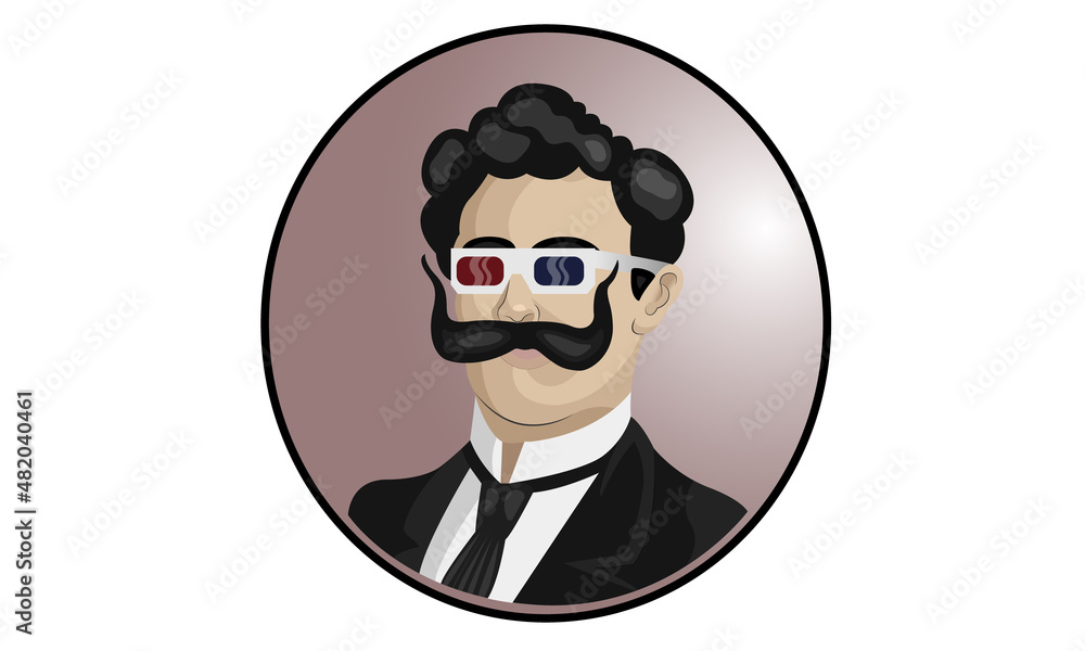 Man with a mustache and 3D glasses
