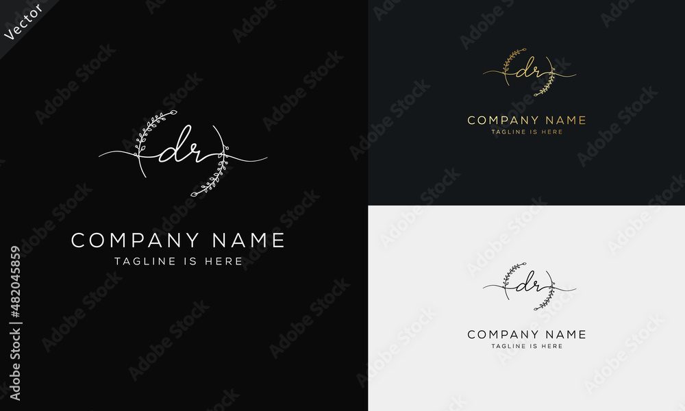 DR RD Signature initial logo template vector