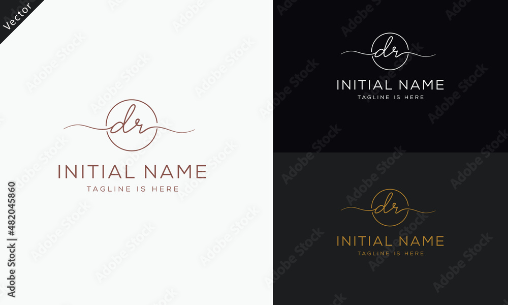 DR RD Signature initial logo template vector