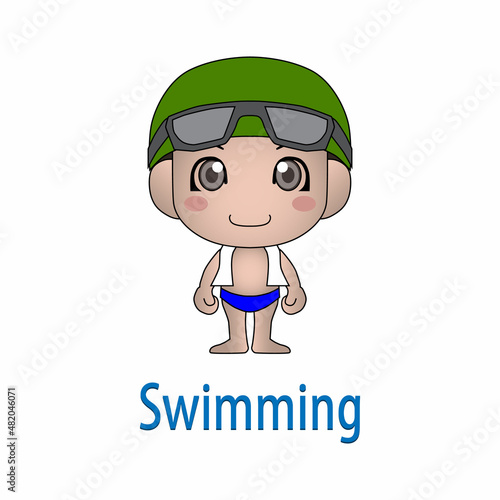 Swimmer, athlete - icon, silhouette. Swimmer's outfit. Sportsman isolated on white. Vector