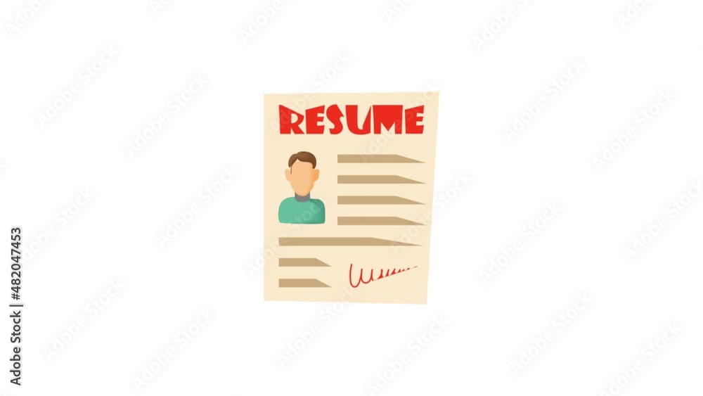 Resume icon animation best cartoon object on white background Resume icon animation best cartoon object on white background