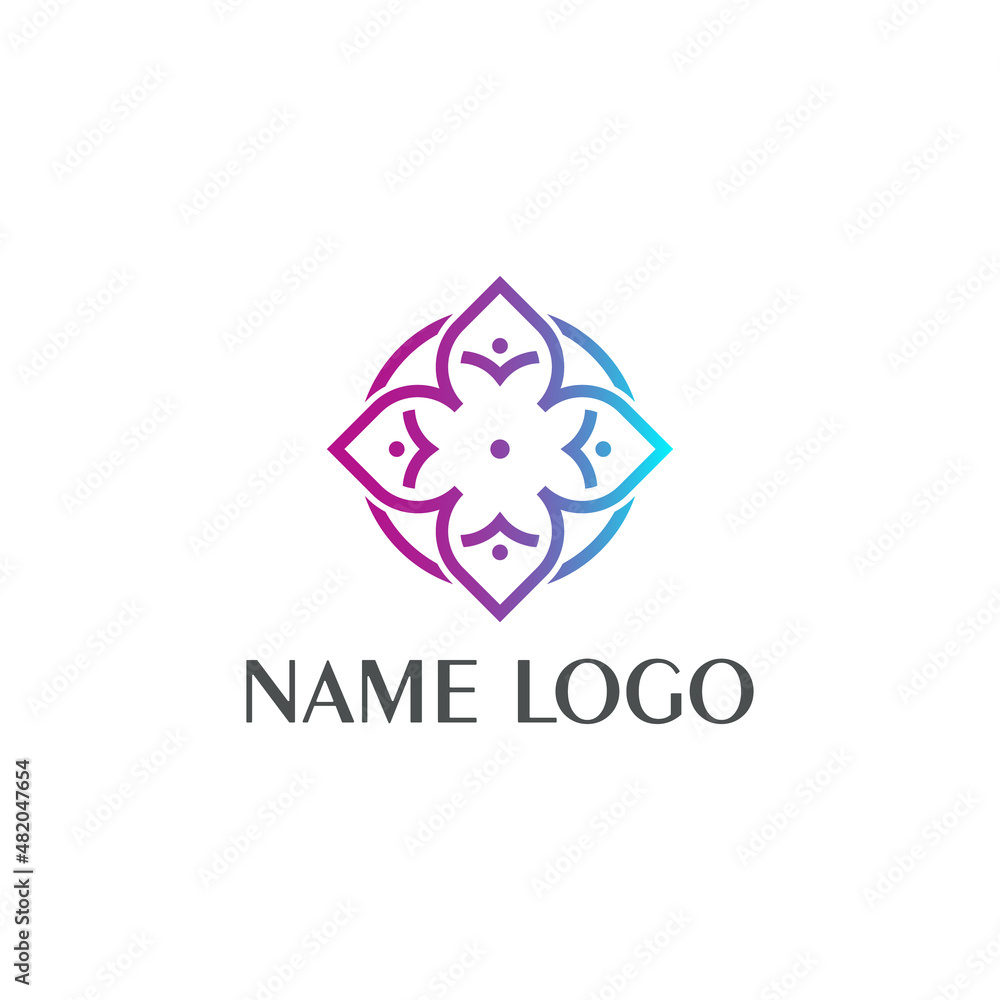 Obraz premium floral jewelry people logo design, with flower ornament design template