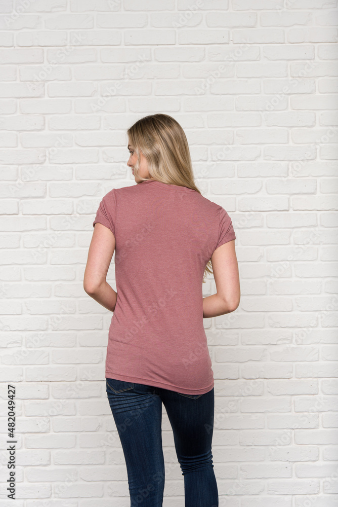 Heather Mauve Natural Graphic T-shirt Bella Canvas 3001 Blank Mockup Tee Female Blonde Smiling Woman Model Heather Mauve Natural Graphic T-shirt Bella Canvas 3001 Blank Mockup Tee Female Blonde Smiling Woman Model