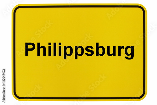 Illustration eines Ortsschildes der Stadt Philippsburg photo