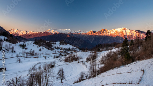 Winter sunset in the Julian alps