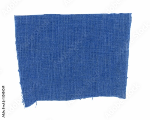 blue cotton fabric swatch isolated over white
